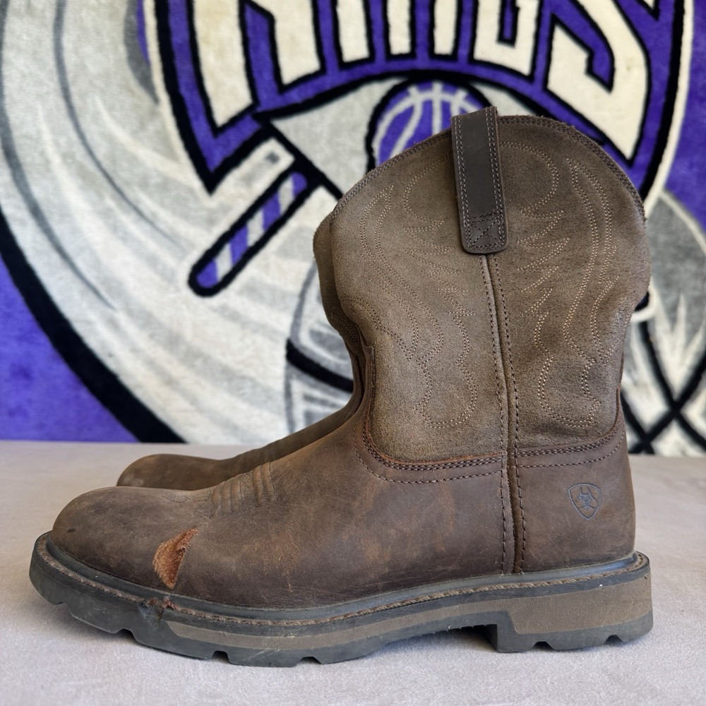 Size 10 - Ariat Style 10014238 Pull-On Distressed Brown Work Boots Men's